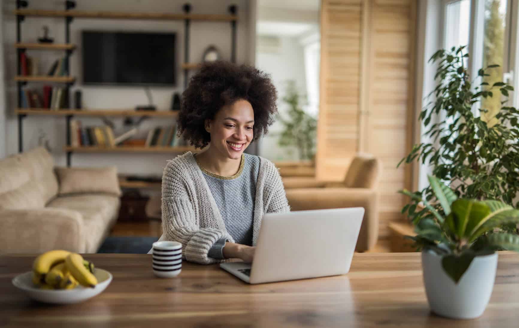 person checking email at home