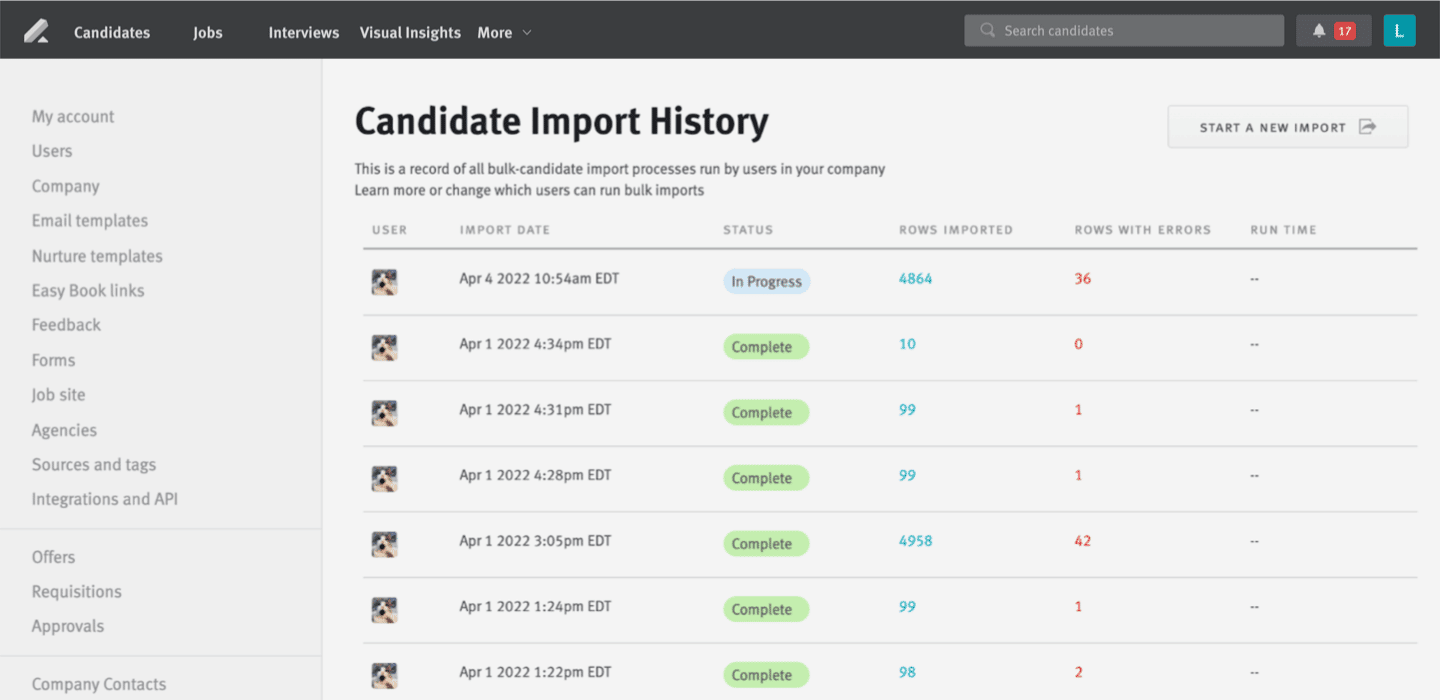 lever bulk candidate importer