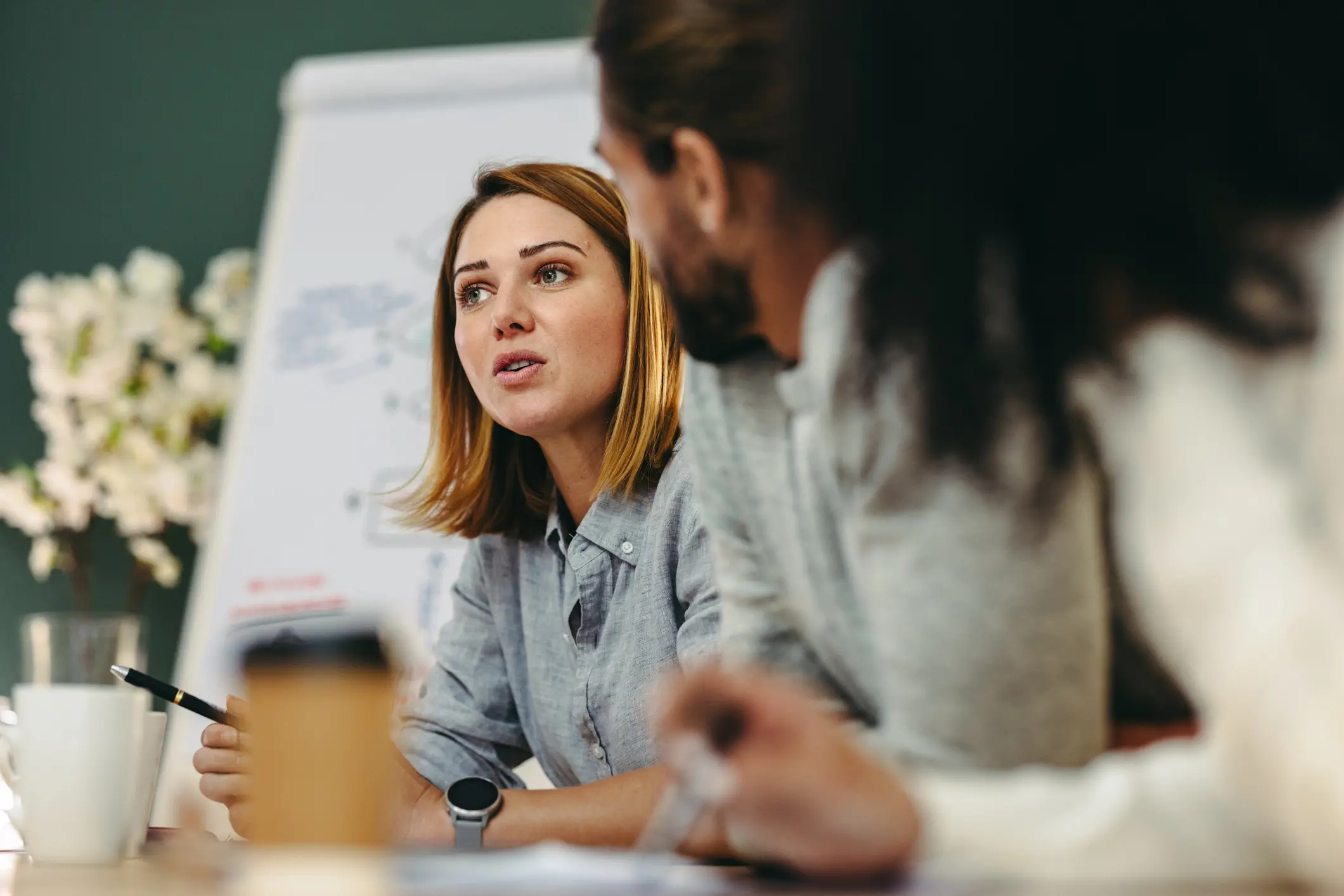 A recruitment marketing team meeting