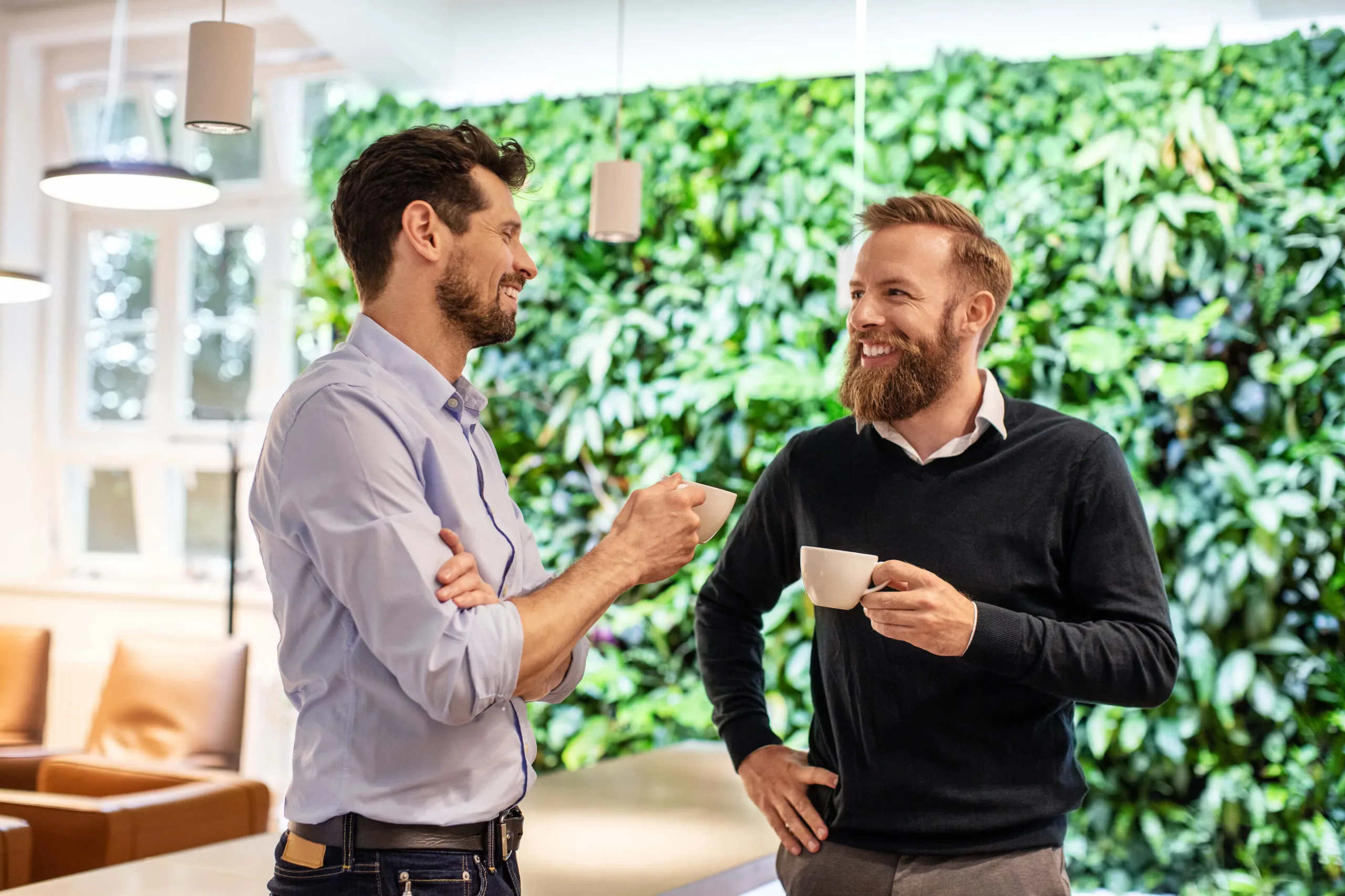 businessmen casual conversation office